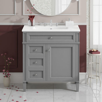 Meuble-lavabo moderne de 30 po avec lavabo en céramique et solutions de rangement intelligentes?