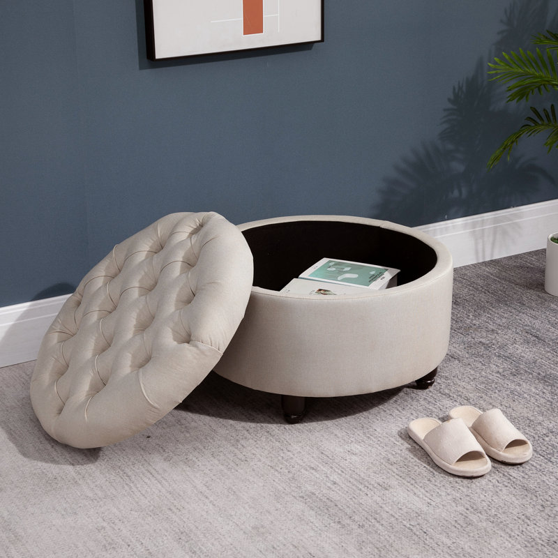 Gowanus Upholstered Ottoman, Beige