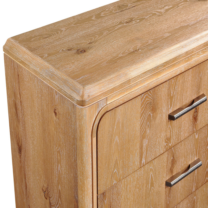 Mobilier de chambre à coucher en bois naturel avec commode à 6 tiroirs 1Pc