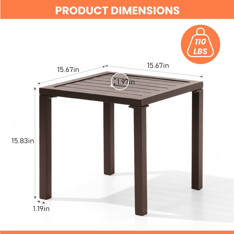 Aluminum Square Side/End Table, Brown