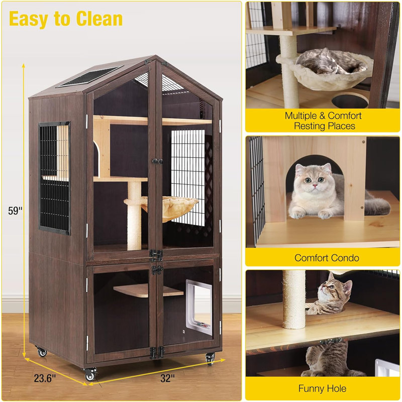 Solid Wood Litter Box Enclosure