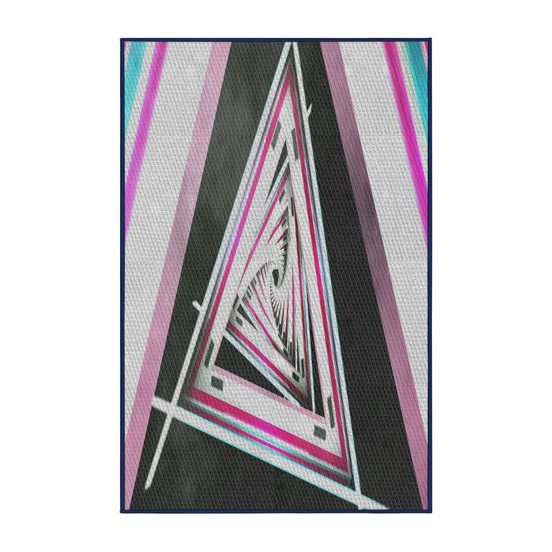 Tapis rose/zone noire à motifs, Rectangle 3 pi x 5 pi