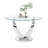 47.2" Round Glass Dining Table Set for 4, Clear Round Kitchen Set with 4 Upholstered Velvet Chairs, for Kitchen, Dining and Space Saving-2026094160-2026094163-2026094165