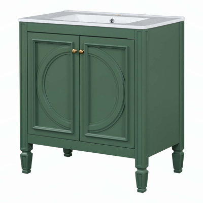 Charming Vintage Bathroom Vanity with Abundant Storage and Durable Materials