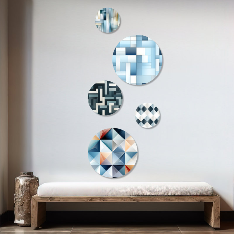 Cordellia - ensemble d'art mural rond en patchwork 5 pièces