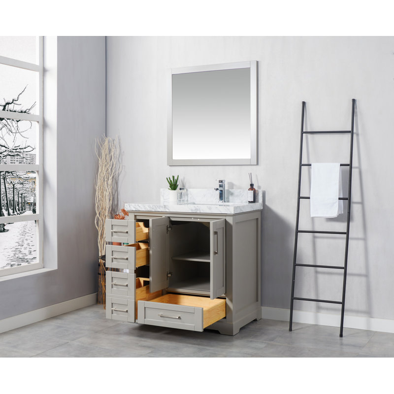 Meuble-lavabo simple l 36 po x P 22 po x H 36 po Eser, Marbre de Carrare régulier