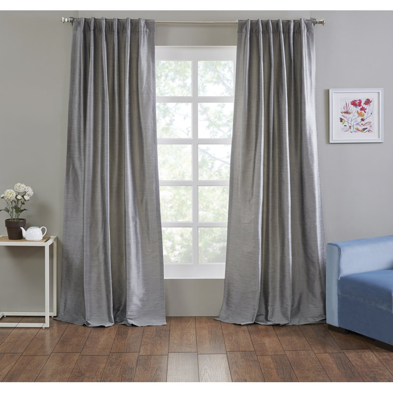 Bamboo Weave 100% Polyester Room Darkening Curtain Panel with Back Tabs for Bedroom, 51" W x 108" L, Lily Green