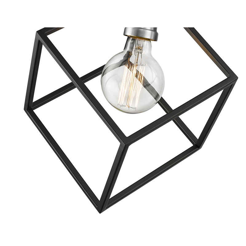 Luminaire suspendu géométrique 1 lumière Unia, Noir mat / nickel brossé