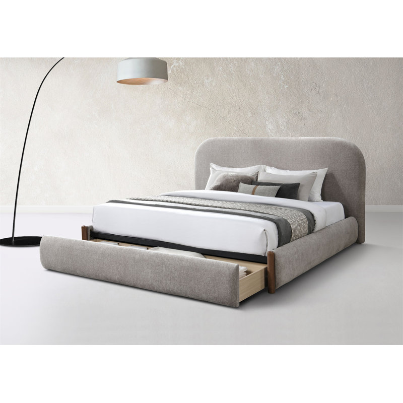 Lit en tissu gris Orane avec rangement