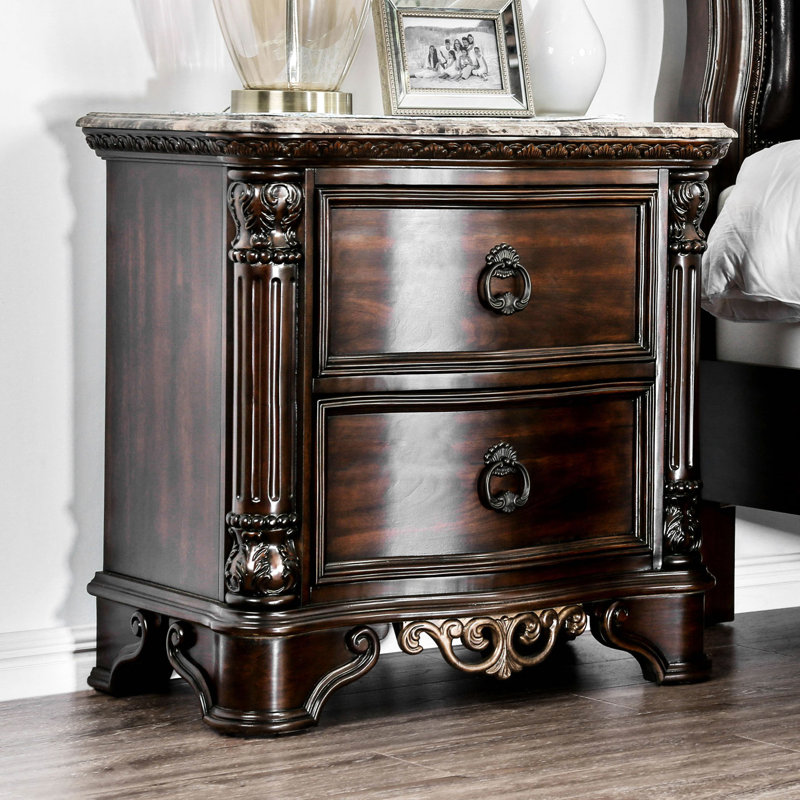 Table de chevet 2 cerisier brun