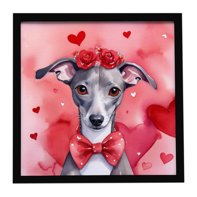 Italian Greyhound My Valentine Framed Metal Print