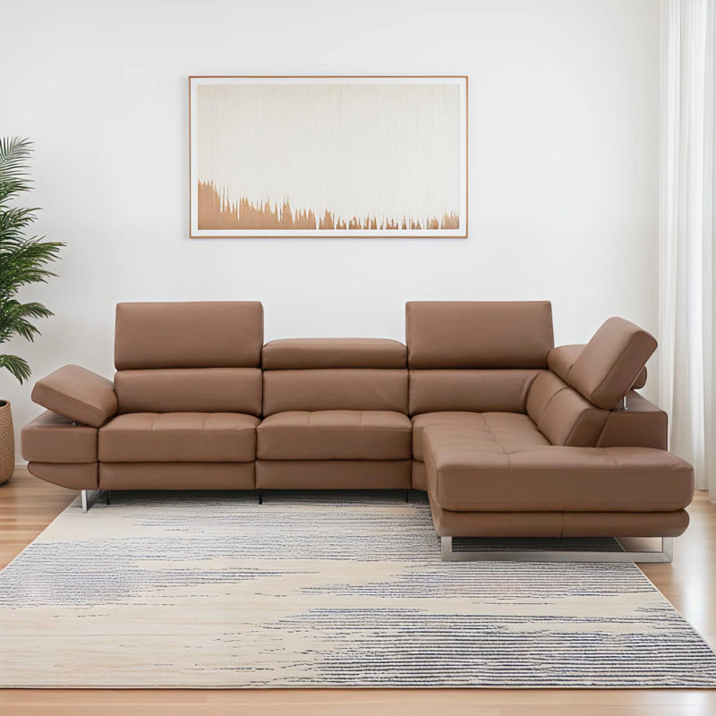 Britne Upholstered Power Reclining L-Shaped Sectional, Caramel, Rihgt Hand Facing