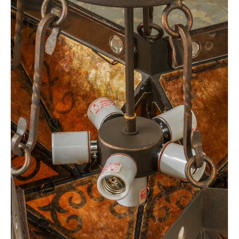Amber Glass 6-Light Star Semi-Flush Mount