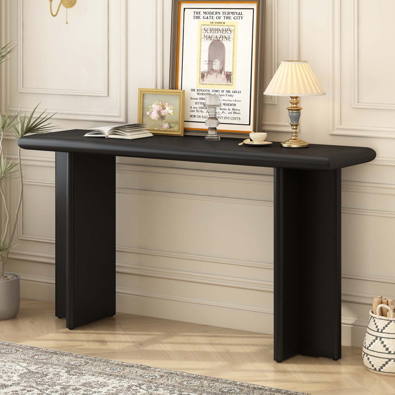 Table d'entrée moderne avec pieds en L, Noir, noir, noir, noir