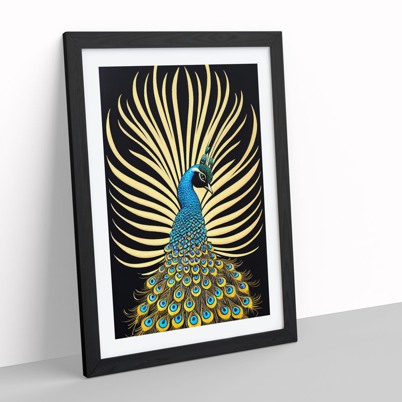 Precious Peacock - Single Picture Frame Print, Black, 34cm H x 25cm W