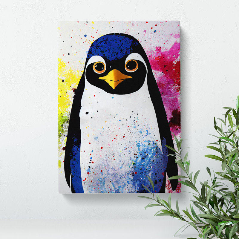Paint Splash Penguin No.1 - Wrapped Canvas, 50cm H x 35cm W x 3cm D