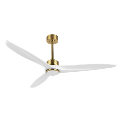 Antinisha 60" Solid Wood 3-Blade Propeller LED Ceiling Fan with Light Kit and Remote Control
