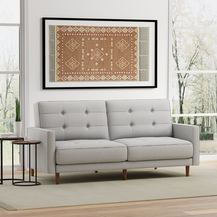 81.5" Amber-Square Arm Sleeper Sofa With 8-Button Tufting In MCM Vintage Design