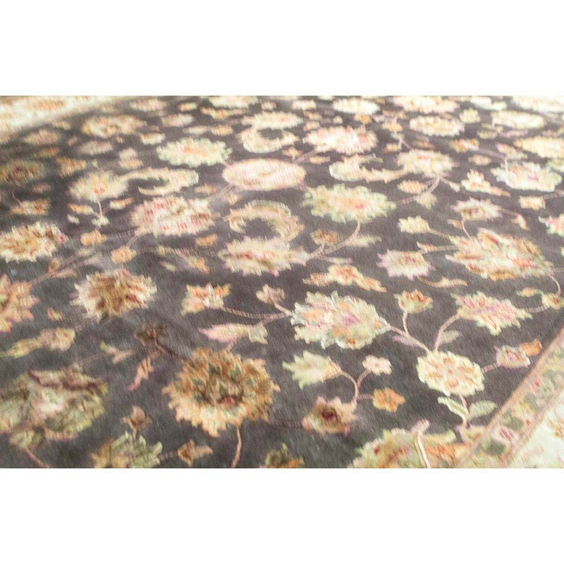 Tapis unique brun / ivoire noué à la main 7 pi 11 po x 9 pi 8 po