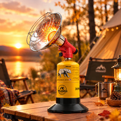 Portable Outdoor Propane Cartridge Gas Heater, 6500 BTU Output with Piezo Ignition, Adjustable Flame & Folding Stand for Camping, Picnic, Outdoor Gathering