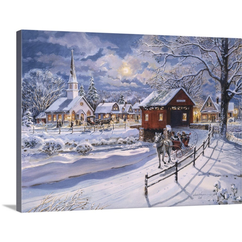 "winter-bateau" par jess hager, peinture sur toile, H 12 po x l 16 po x P 1,25 po, Toile tendue