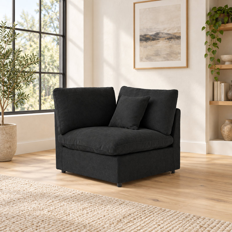 Chaise d'angle rembourrée en lin avec revêtement