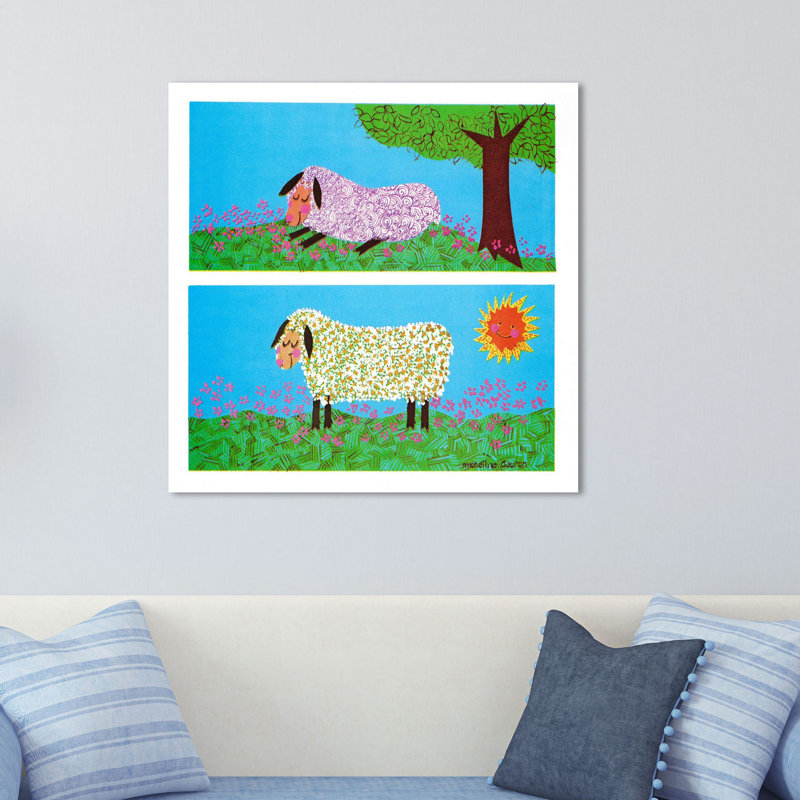 Toile tendue « happy brebis », 40 po x 40 po