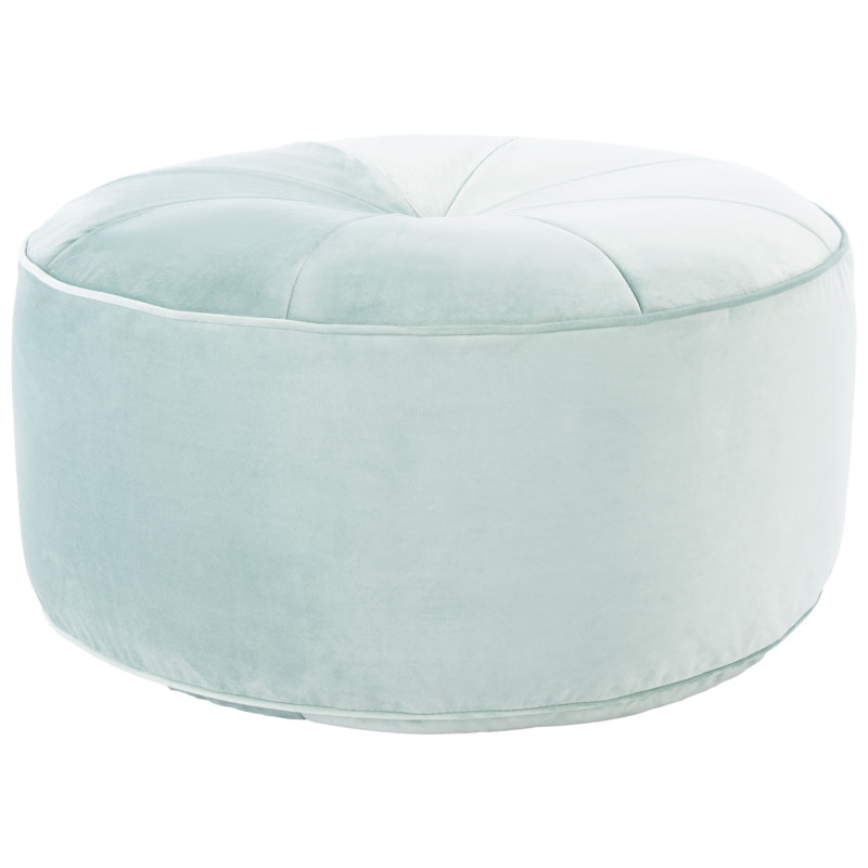 Velvet Pouf, Mint Green Velvet