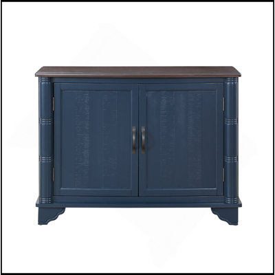 40"  Console Table With Storage Shelf, Retro Entryway Table With Adjustable Storage Shelf, Sofa Couch Table For Hallway, Entry Way, Living Room, Foyer, Navy Blue And Brown Top