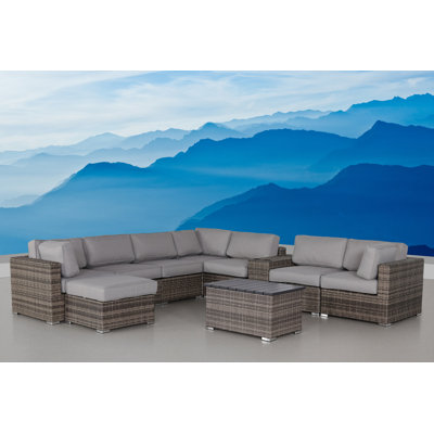 High-Density Polyethylene Wicker Fully Assembled 6 - Person Seating Group with Cushions by Living Source International