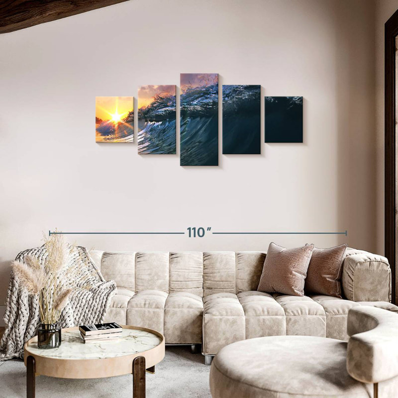 Soft Wave And Sunset Sky, 34" H x 74" W