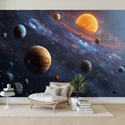 Peel and Stick Wallpaper 144" W x 100" H Modern Self Adhesive Wall Mural for Bedroom Star Field Space Nebula Cosmic Starry Sky Milky Way Mist Mysterious
