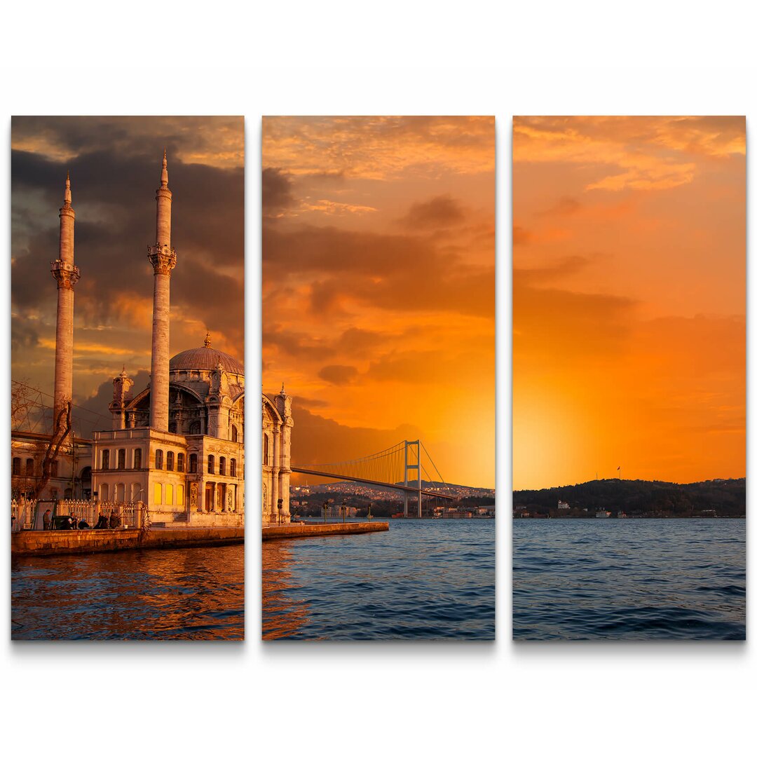 3-tlg. Leinwandbilder-Set Ortaköy-Moschee bei Dämmerung - Istanbul