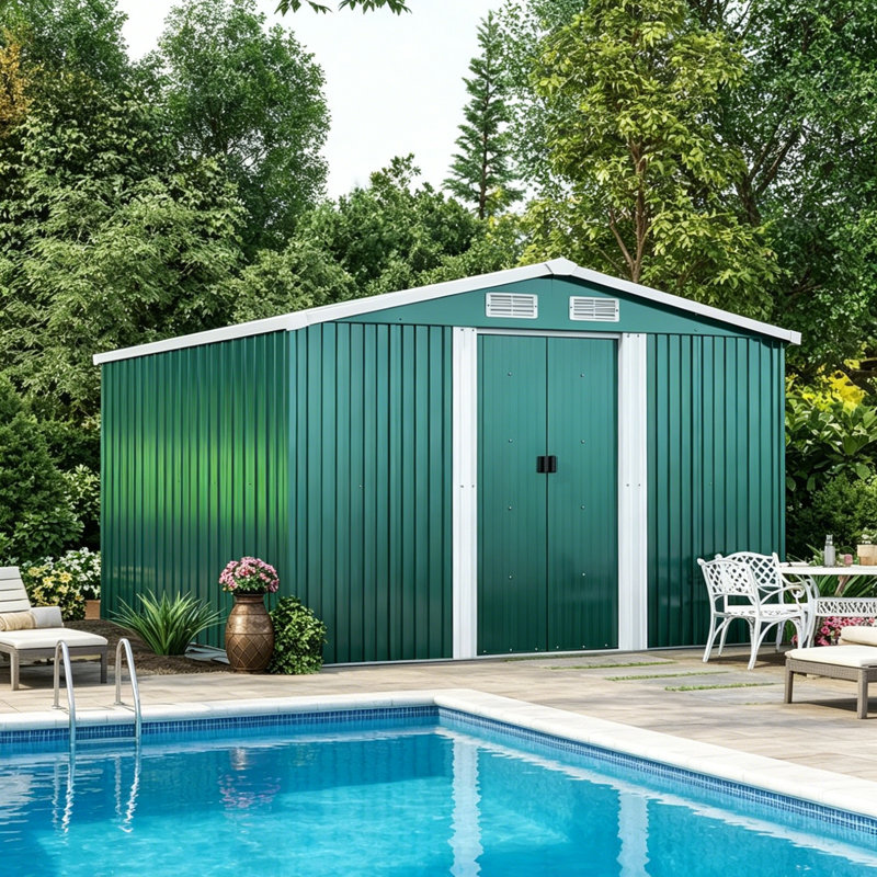 Dark Green  Garden Tool Storage Shed