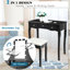 Ensemble de meuble-lavabo en bois massif avec tabouret et miroir Crandell-493424599