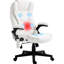 Fauteuil de massage vibrant à 6 points. Blanc crème. Fonction de chauffage. Inclinable, rembourré. Siège réglable de 17,75 po à 21,75 po. Chaise de bureau chauffante et confort illimité. . Libération