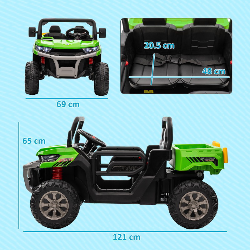 Freeport Park Battery Powered Ride On with Remote Control, Black/Green