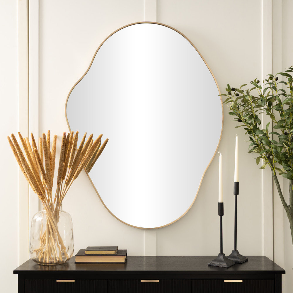 Cole and Grey Aluminum Metal Wavy Abstract Gold Room Wall Mirror