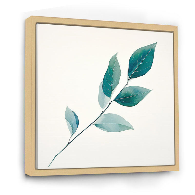 «Teal Tranquility Leaf Expression» sur toile, H 24 po x l 24 po x P 1 po, Cadre naturel flottant