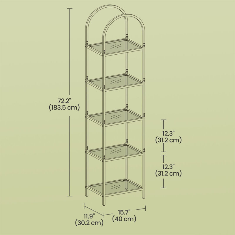 183.5cm H x 40cm W Metal Standard Bookcase