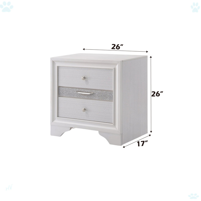Modern Nightstand For Bedroom, White