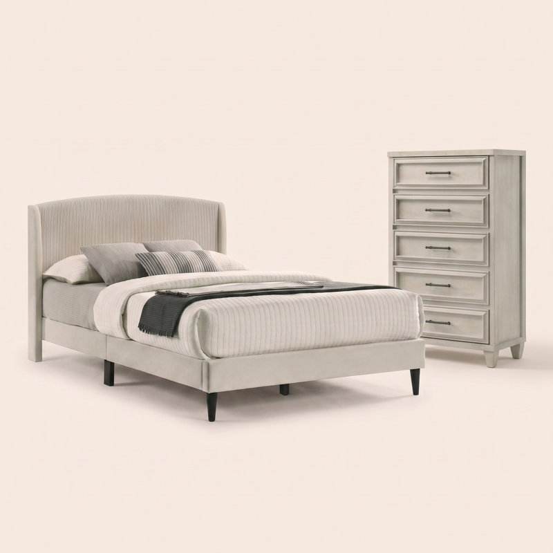 Ensemble de chambre à coucher 2 pièces Jolande, 2 Pcs: Bed, Chest, Full