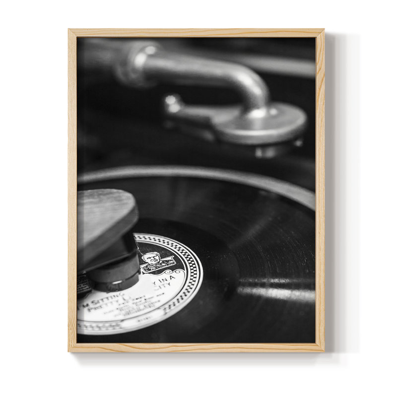 Phonograph Framed Print - Solid Wood, Natural, 30" H x 24" W