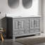 Meuble-lavabo autoportant de 60 po, entièrement assemblé, structure en bois massif, système de fermeture en douceur, marbre d'ingénierie de haute qualité, gris, conception américaine, double assemblage de poids de 282 lb, portes avec