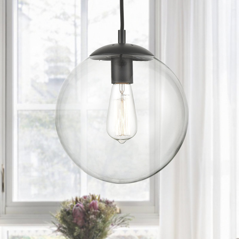 Luminaire sphère suspendu 1 lumières simple Cournoyer, Blanc, Noir