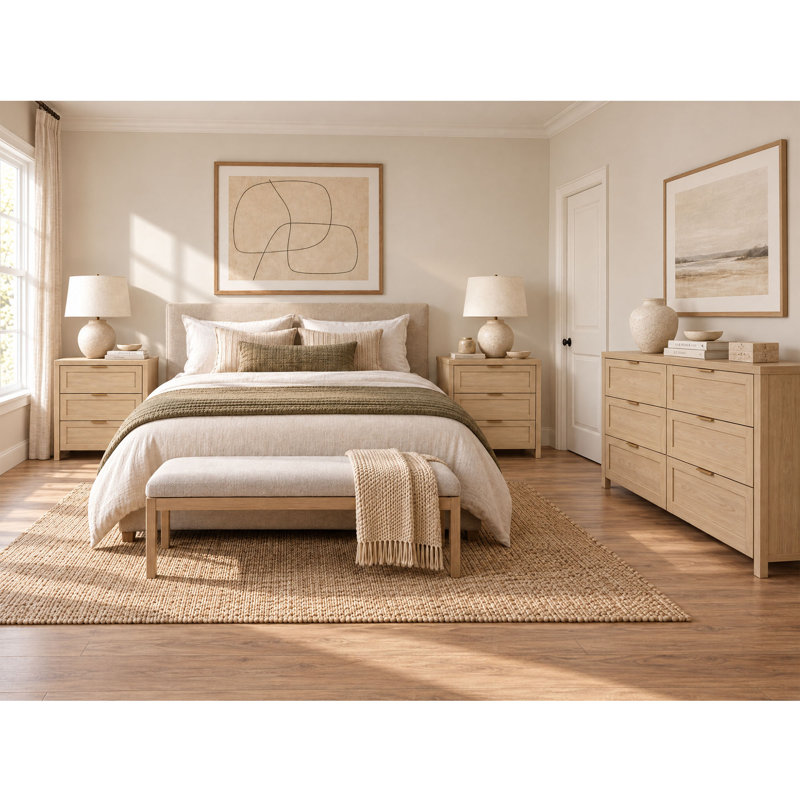 71.12 cm W Bedside Table, Light Oak