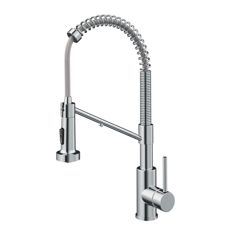 Robinet de cuisine KRAUS 2-en-1 à filtre à eau rétractable à poignée simple de style commercial pour osmose inverse ou système de filtration d'eau KRAUS
