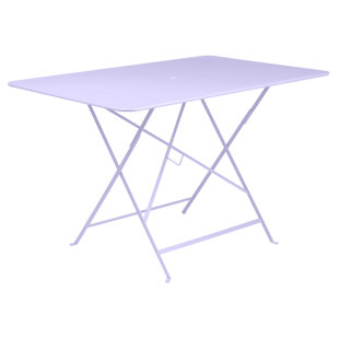 Metal Folding Outdoor Dining Table With Umbrella Hole , in. W in. D