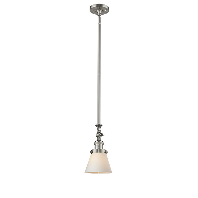 1 - Light Single Pendant, Matte White Cased, Satin Gold