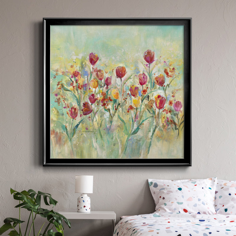 Summer Tulips - Reproduction d'art sur toile encadrée, H 30,5 po x l 30,5 po x P 1,5 po, Cadre en érable
